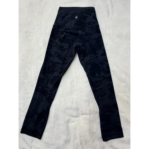 Lululemon High-Rise Black/Purple Camo Leggings – Size 0 - Picture 2 of 4